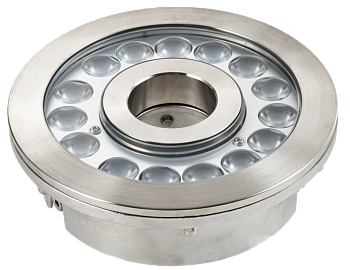 Подводный сверхмощный, светодиодный кольцевой прожектор (теплый бел),15-диодный, 12-24VDC, угол 25град, д отв.50мм, один кабельный ввод, IP68